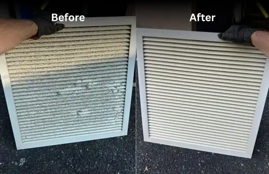 Before-and-after view of HVAC vent and register care